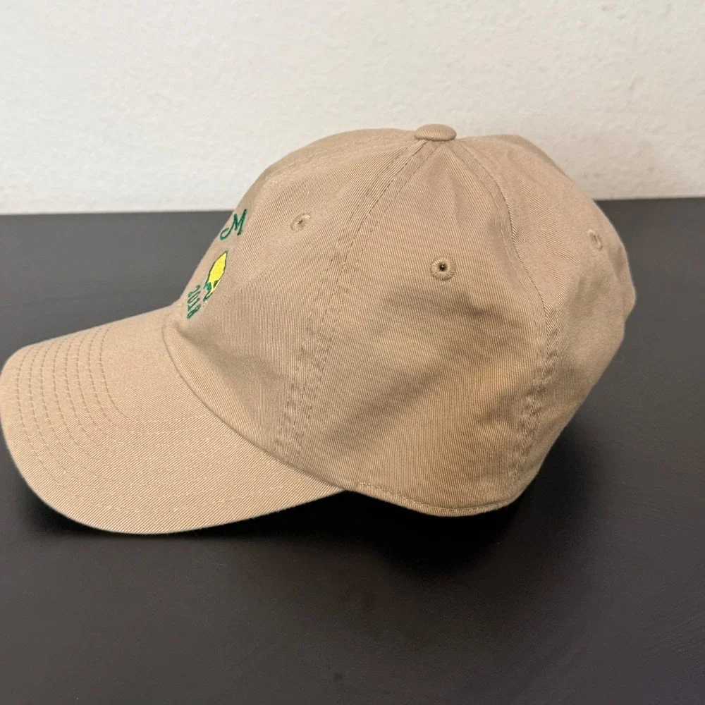 American Needle Masters 2018 Golf Tournament Hat Tan Khaki Cotton Adjustable Cap